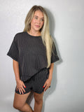 Ribbed Knit Comfy Top & Shorts Set