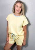 Casual Solid Colorblock Short Sleeve Set