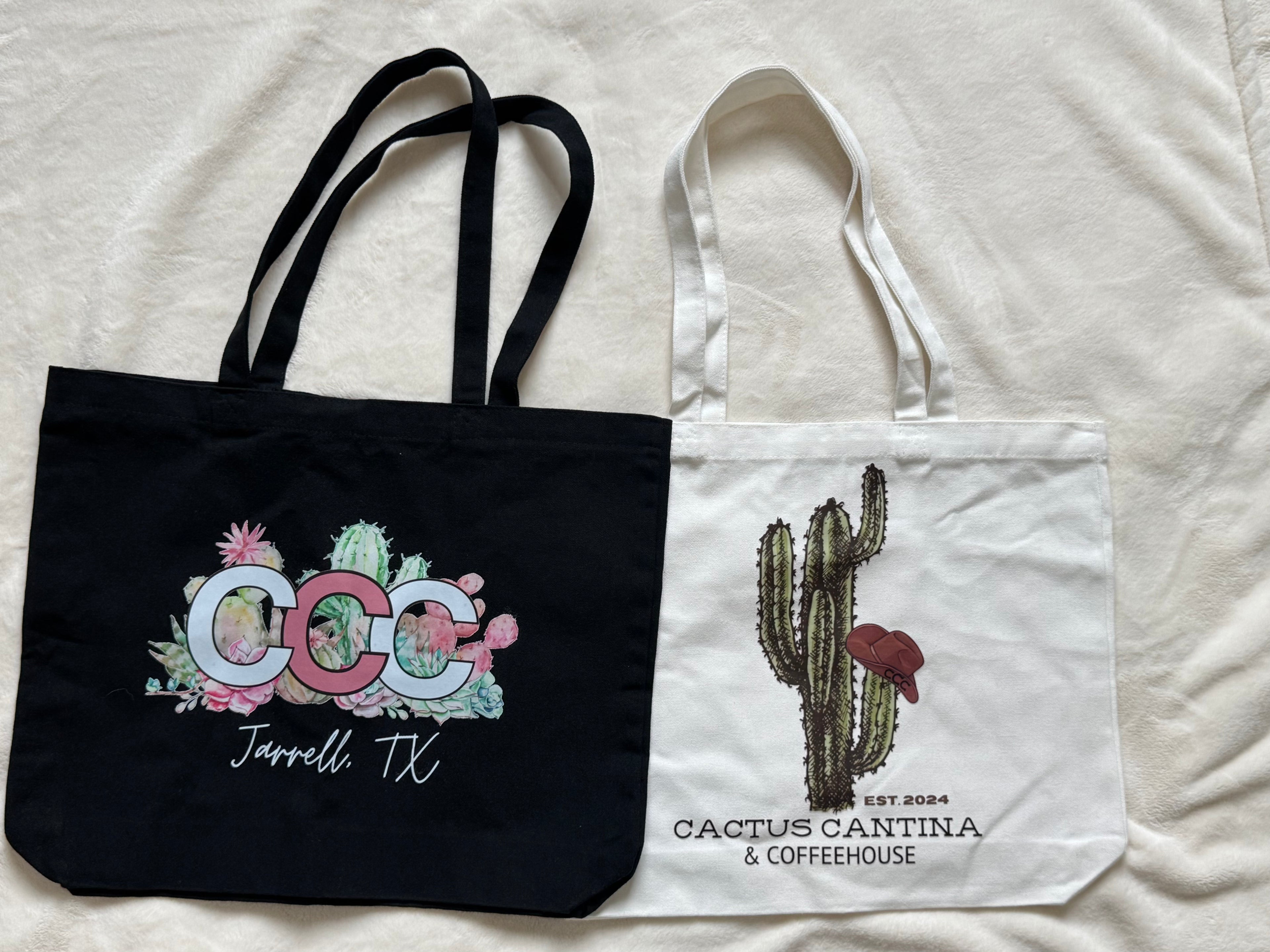 CCC Black Tote Bag, Pink Logo, Medium
