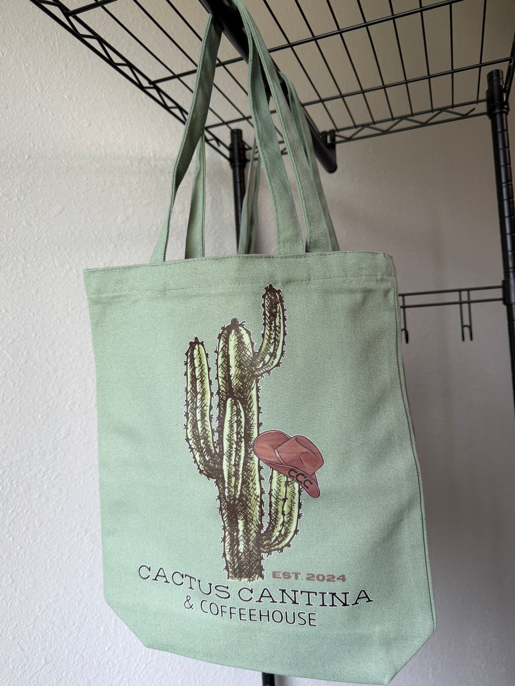 Green CCC Tote Bag, Hat Logo, Small