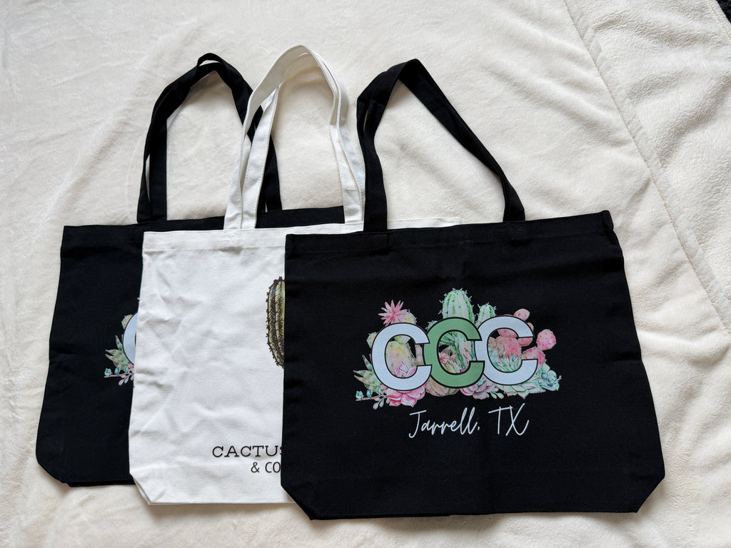 CCC Black Tote Bag, Green Logo, Medium