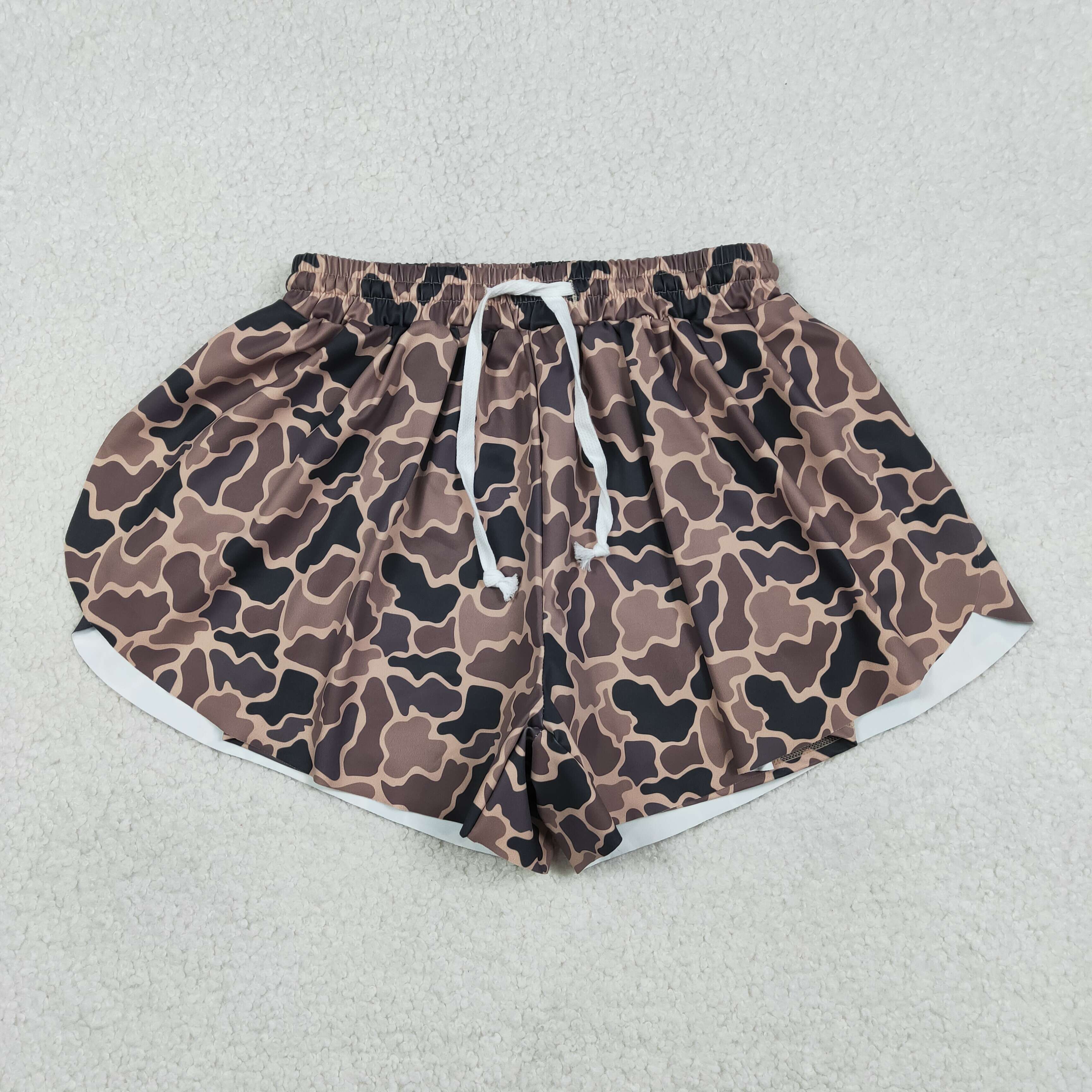 Adult Women Southern Brown Camo Yoga Active Ruffle Shorts Bottom